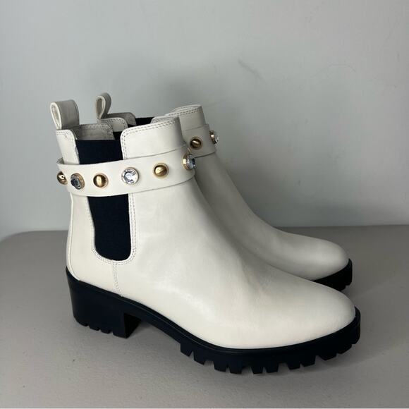 Karl Lagerfeld Pola Faux Pearl Studded Chelsea Boots 8.5 - Picture 2 of 9